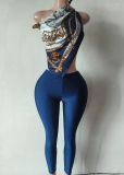 Y300804 European and American cross-border fashion strapless printed sexy outfit