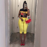 Y300704 Cartoon Graphic T-Shirt, Gray Plaster Gothic Oversized T-Shirt Set