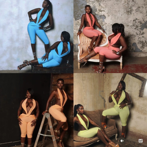 Cross-border European and American summer fashion sexy hot girl solid color sleeveless halter neck backless tight-fitting five-point jumpsuit for women
