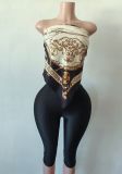 Y300344 European and American cross-border fashion women's printed strapless versatile sexy outfit