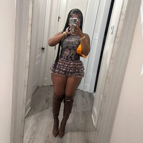 Y220200 European and American cross-border fashion women's sexy versatile mesh ruffle shorts