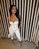 FC1303 European and American autumn/winter hot girl style, chest-tie tank top, slim-fit solid color pants set for petite women