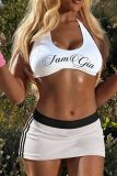 FC1462 European and American cross-border sexy halter-neck printed sexy halter-neck strap bodycon short skirt fashion two-piece set for women