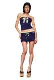 Cross-border European and American fashion printed sexy strapless sleeveless tank top with low-waist bodycon short skirt set