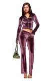 Cross-border European and American spring new fashion sports slim-fit printed long-sleeve zip-up hooded sweatshirt set for women