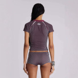 Cross-border European and American summer new sports fashion slim-fit retro hot girl letter print short-sleeve top and shorts set