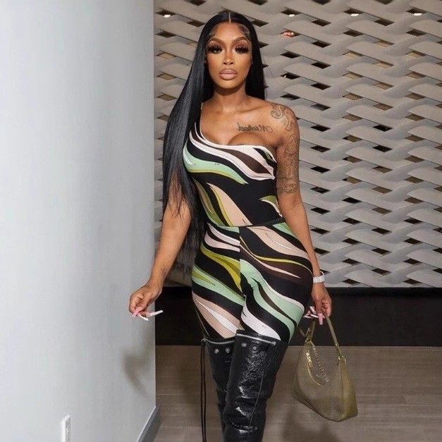 1368SexyOne-ShoulderPantsSet sexy one-shoulder long pants two-piece set in sexy trendy style