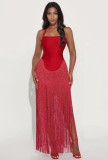 New Summer Fashion Sexy Halter Neck Bandage Tassel Bodycon Long Dress for Women in Cross-Border European and American Foreign Trade