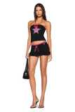Cross-border European and American fashion printed sexy strapless sleeveless tank top with low-waist bodycon short skirt set