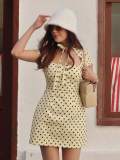 Cross-border European and American summer new fashion sexy polka dot tie slim-fit bodycon short dress for women