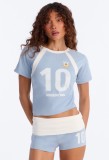 Cross-border European and American foreign trade wholesale INS letter country print women's short-sleeve t-shirt and shorts set