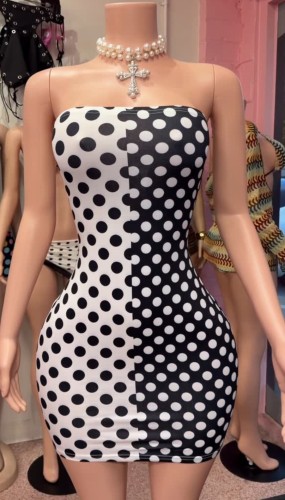 Y33 European and American cross-border fashion women's printed strapless sexy mini dress