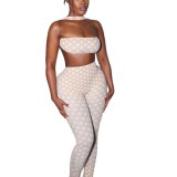 New European and American cross-border foreign trade printed polka dot halter neck backless sexy slim-fit long pants two-piece set for women