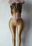 Y300804 European and American cross-border fashion strapless printed sexy outfit