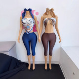 Y300344 European and American cross-border fashion women's printed strapless versatile sexy outfit