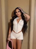FC1376 European and American fashion cross-border women's clothing solid color tight tank top sexy shorts set