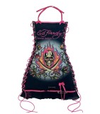 1288 European and American fashion cross-border vintage Halloween skull print oil painting drawstring strapless dress