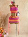 Cross-border European and American summer new fashion sexy halter neck tie-back crop top and skirt set