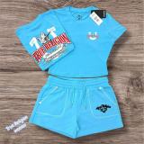 FC1483 European and American cross-border U series fashion printed top and shorts set in black and red, comfortable and casual