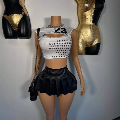 1411 Sexy Crop Letter Tank Top