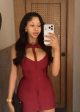 Cross-border European and American summer new fashion sexy hot girl solid color bandage sleeveless bodycon short dress women's clothing