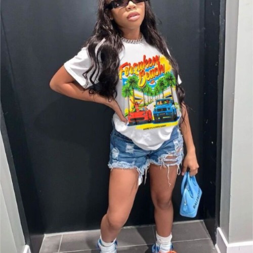 Y6635 European and American cross-border fashion women's printed T-shirt