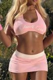 FC1462 European and American cross-border sexy halter-neck printed sexy halter-neck strap bodycon short skirt fashion two-piece set for women