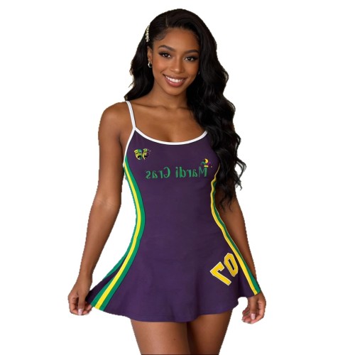 FC1454 European and American cross-border carnival sporty sexy casual versatile strap dress in purple