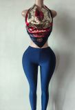 Y300804 European and American cross-border fashion strapless printed sexy outfit
