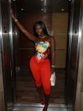 Y300344 European and American cross-border fashion women's printed strapless versatile sexy outfit