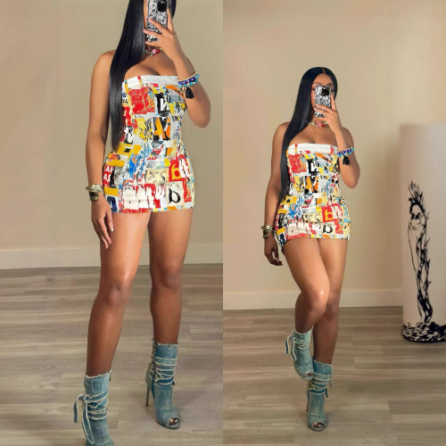 Y309211 European and American cross-border fashion women's printed sexy dress