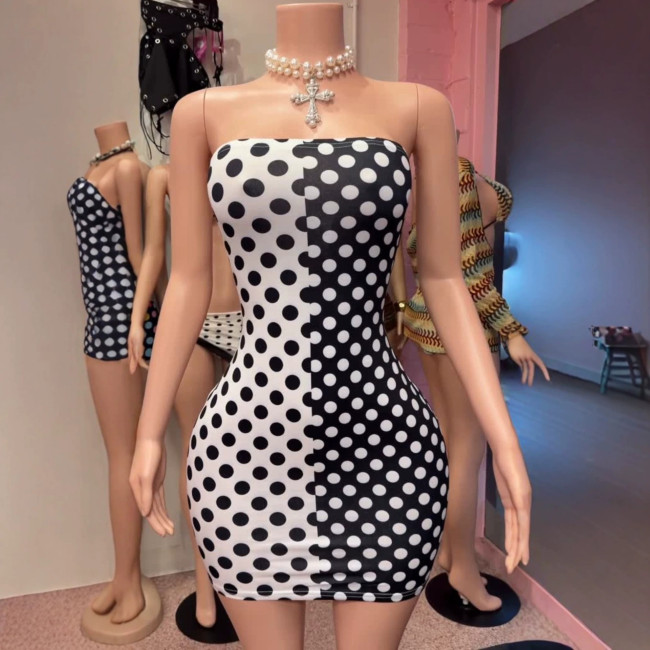 Y33 European and American cross-border fashion women's printed strapless sexy mini dress