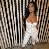 1303 Hot girl front-tie crop top and pants set