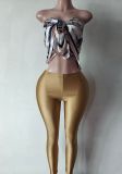 Y300804 European and American cross-border fashion strapless printed sexy outfit