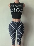 Y23 European and American cross-border fashion women's letter print casual suit