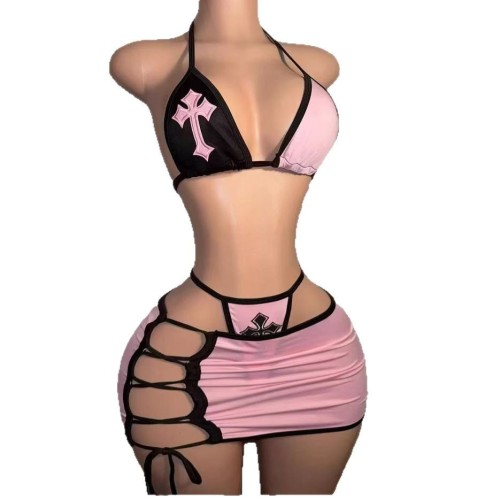 FC1362 Cross-Border European and American Sexy Hot Girl Bikini Skirt Three-Piece Set