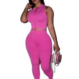 FC1230 European and American cross-border yoga wear, zippered short vest and long pants fashion two-piece set, black, African style