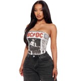 FC1399 Cross-border American-style letter print sexy cropped tube top