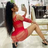 Y6680 European and American fashion women's hollow-out sexy dress