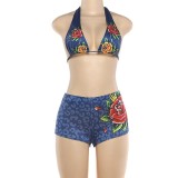 1456 Triangle Leopard Print Bikini