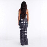 Cross-border European and American summer foreign trade fashion stylish printed patchwork polka dot sleeveless camisole dress for women
