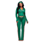 FC1506 European and American cross-border fashion casual tight-fitting long-sleeve long-pants color-blocked hooded sports suit