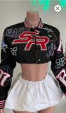 1295CroppedBaseballJacket Embroidered Short Long-Sleeve Single-Breasted Baseball Jacket New Autumn Style