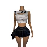 1411 Sexy Crop Letter Tank Top