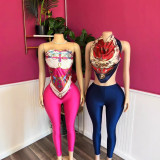 Y300804 European and American cross-border fashion strapless printed sexy outfit
