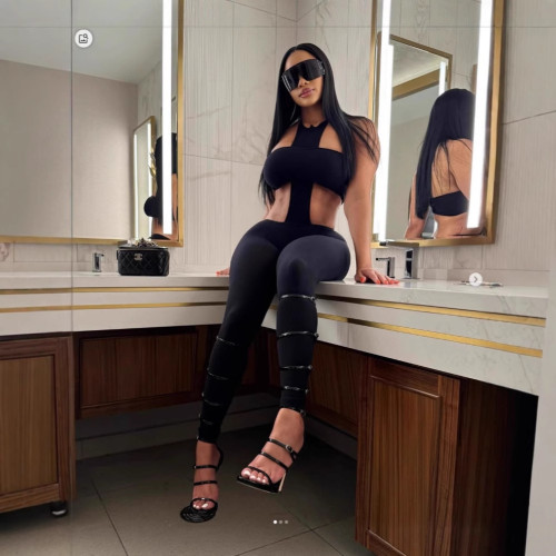 1384TubeTopandPantsTwo-PieceSet Tube Top Halter Neck Long Pants Two-Piece Set Sexy Hot Girl