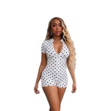 FC1490 European and American fashion cross-border new polka dot jumpsuit shorts in pink and white, sexy and trendy