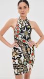 FC1467 European and American fashion cross-border retro hot girl geometric print tight halter neck dress with unique street style pattern