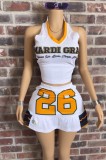 Cross-border European and American summer new sexy hot girl halter top with printed design and short skirt set for women