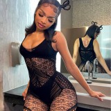 Y0988 European and American cross-border fashion women's sexy hollow-out jumpsuit